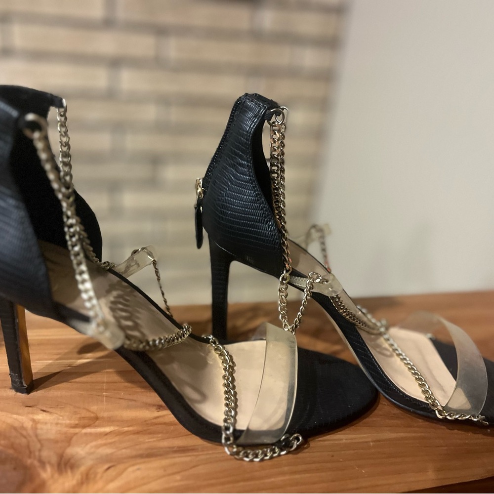 JLo Elegant Black Chain-Embellished Heels